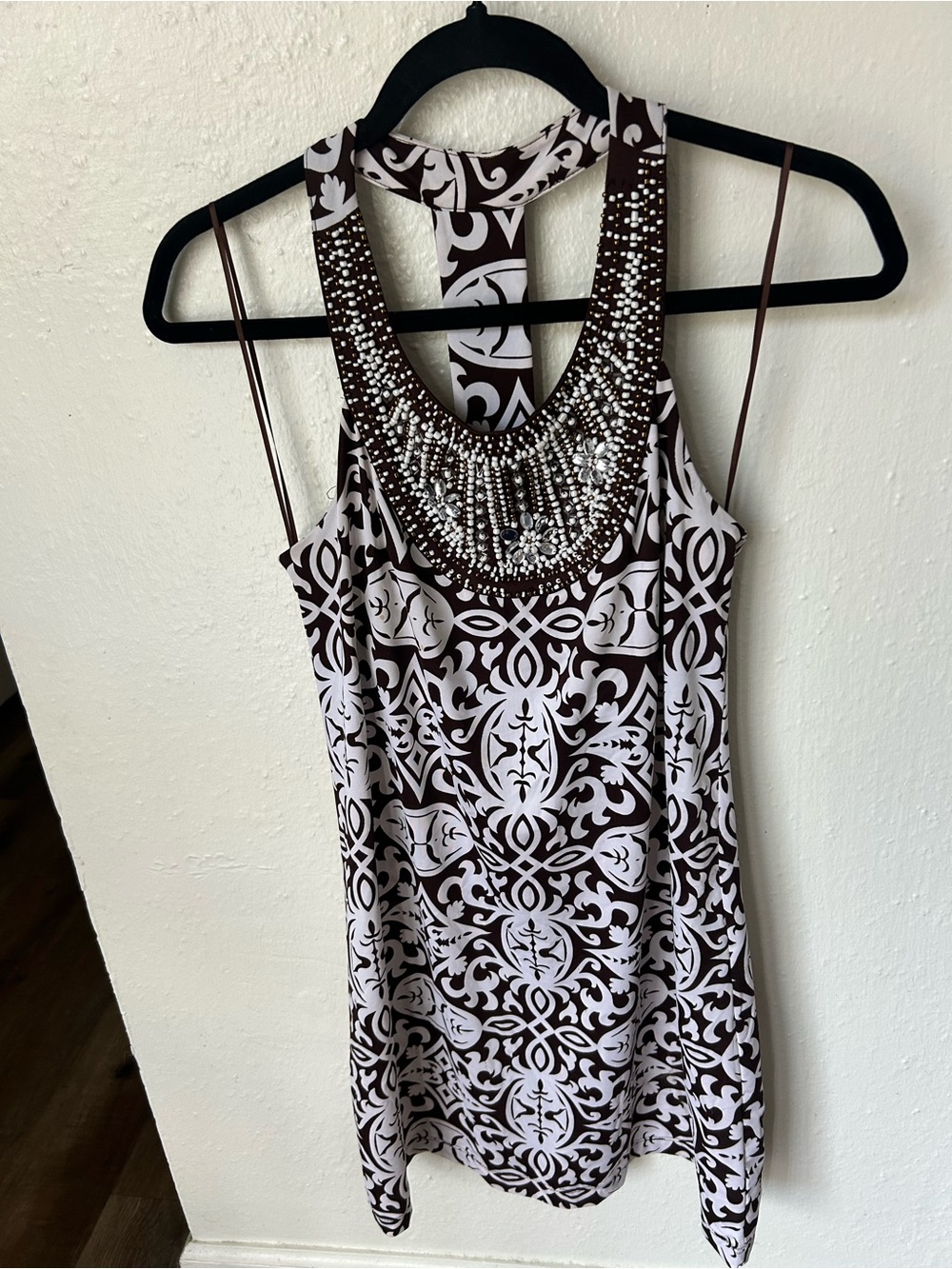 INC International Concepts Beaded Halter Geometric Damask Dress - Size M
